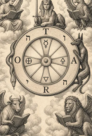 Wheel of Fortune, tarot card illustration